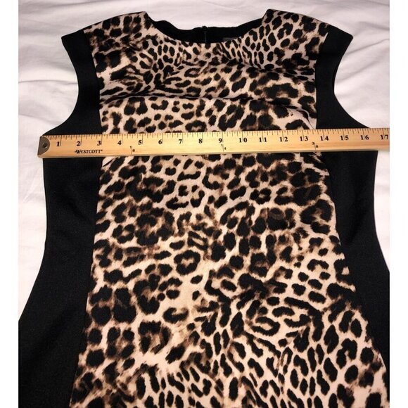 Vince Camuto Womens Size 6 Dress Leopard Animal Print Sheath Cap Sleeve Stretch - Picture 3 of 10